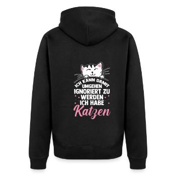 Katze Miezekatze Katzenliebhaber Katzenbesitzer Ka - Unisex Premium Bio Zip Hoodie - Schwarz - Hinten - Nico (187cm)