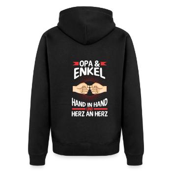 Großvater Opa und Enkel - Unisex Premium Bio Zip Hoodie - Schwarz - Hinten - Nico (187cm)