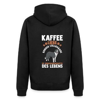 Kaffee Hund Border Collie - Unisex Premium Bio Zip Hoodie - Schwarz - Hinten - Nico (187cm)