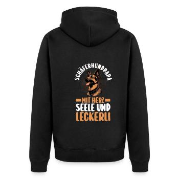 Hund Deutscher Schäferhund - Unisex Premium Bio Zip Hoodie - Schwarz - Hinten - Nico (187cm)