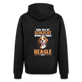 Hund Beagle - Unisex Premium Bio Zip Hoodie - Schwarz - Hinten - Nico (187cm)