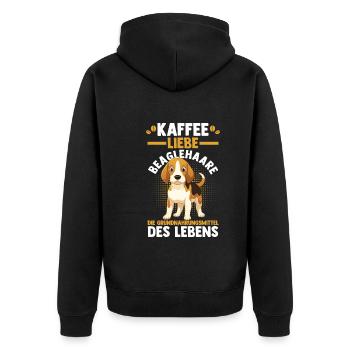 Dog Coffee Beagle - Unisex Premium Organic Zip Hoodie - black - Back - Nico (187cm)