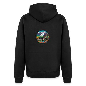 Train de chemin de fer nostalgique coloré avec locomotive à vapeur - Veste à capuche bio Premium Unisexe - noir - Dos - Nico (187cm)