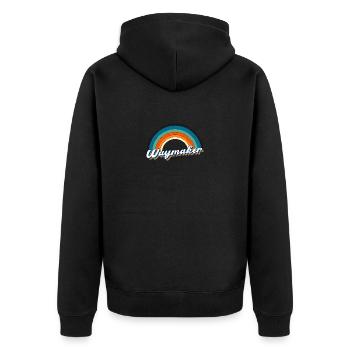 Waymaker Promise Keeper Miracle Worker , Jahrgang - Unisex Premium Bio Zip Hoodie - Schwarz - Hinten - Nico (187cm)