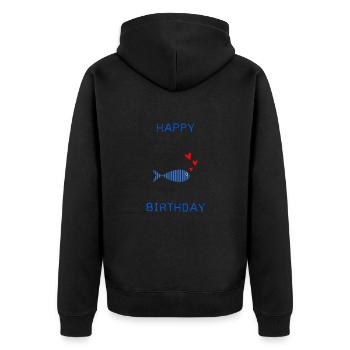 ALLES GUTE ZUM GEBURTSTAG. JAHRESTAG. - Unisex Premium Bio Zip Hoodie - Schwarz - Hinten - Nico (187cm)