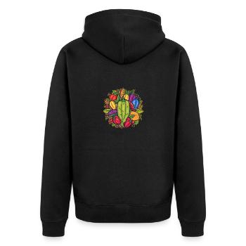 Artful vegetables from above - Unisex Premium Organic Zip Hoodie - black - Back - Nico (187cm)