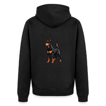 Doberman Dog Comic - Unisex Premium Organic Zip Hoodie - black - Back - Nico (187cm)