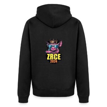 Zrce 2024 Pig - Unisex Premium Organic Zip Hoodie - black - Back - Nico (187cm)
