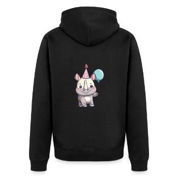 Nashorn Geburtstag Baby - Unisex Premium Bio Zip Hoodie - Schwarz - Hinten - Nico (187cm)