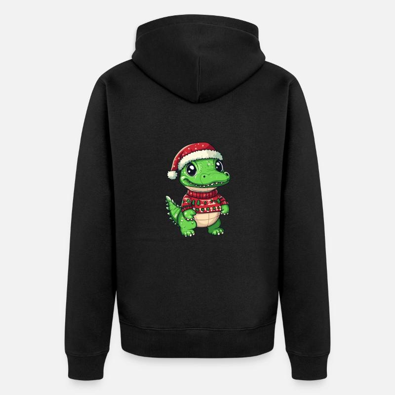 Alligator Weihnachten Comic - Unisex Premium Bio Zip Hoodie - Schwarz