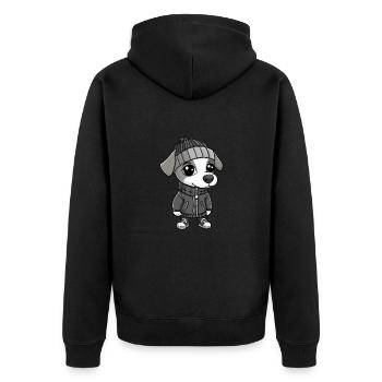 Whippet Hund Winter - Unisex Premium Bio Zip Hoodie - Schwarz - Hinten - Nico (187cm)
