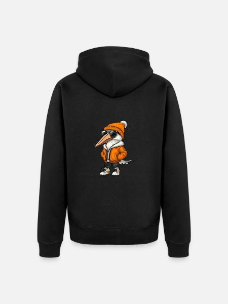 Pelican Bird Cool Comic - Unisex Premium Organic Zip Hoodie - black