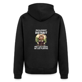 facilement distrait par les chats et les plantes - Veste à capuche bio Premium Unisexe - noir - Dos - Nico (187cm)