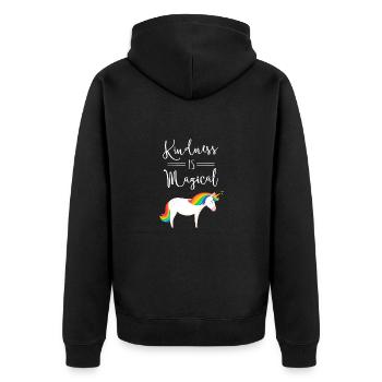 Kindness Is Magical Unicorn Saying - Unisex Premium Organic Zip Hoodie - black - Back - Nico (187cm)