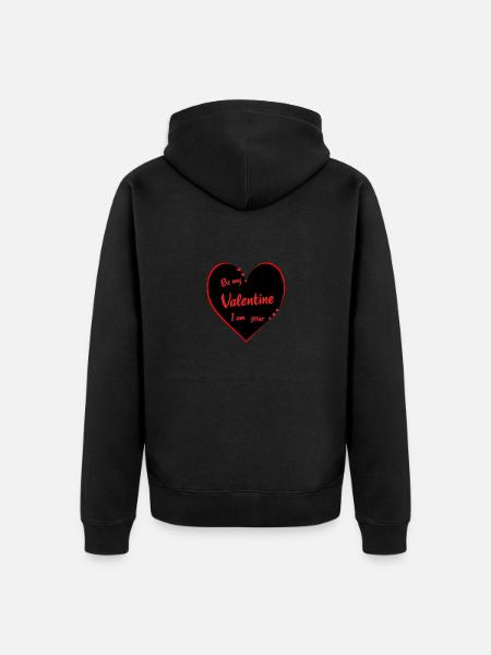Valentine's Day Hearts Red Valentine - Unisex Premium Organic Zip Hoodie - black