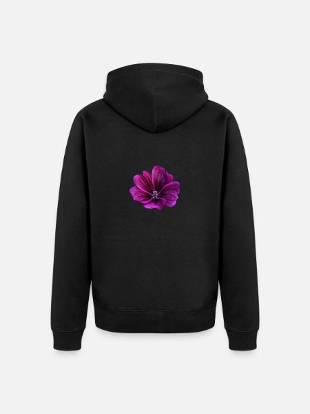 Mallow violet flower - Unisex Premium Organic Zip Hoodie - black