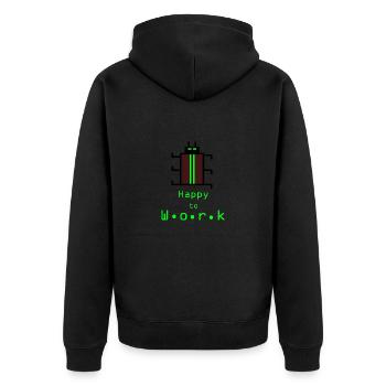 HappyWorkBeetle - Unisex Premium Organic Zip Hoodie - black - Back - Nico (187cm)