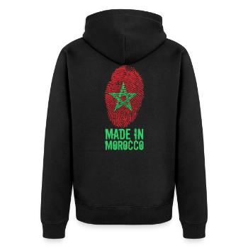 Made in Morocco / Gemacht in Marokko المغرب - Unisex Premium Bio Zip Hoodie - Schwarz - Hinten - Nico (187cm)