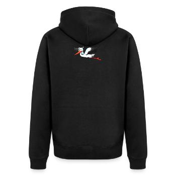 stork27 - Unisex Premium Bio Zip Hoodie - Schwarz - Hinten - Nico (187cm)