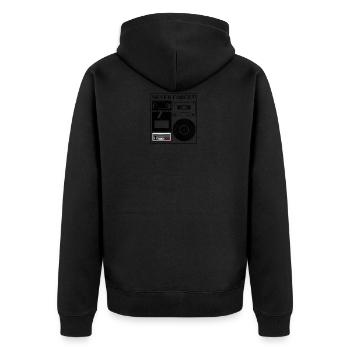 never forget retro vintage kasette vinyl - Unisex Premium Bio Zip Hoodie - Schwarz - Hinten - Nico (187cm)