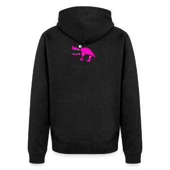 Krokodil Pink - Unisex Premium Bio Zip Hoodie - Schwarz - Hinten - Nico (187cm)