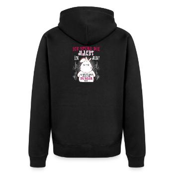 Einhorn / Unicorn - Unisex Premium Bio Zip Hoodie - Schwarz - Hinten - Nico (187cm)