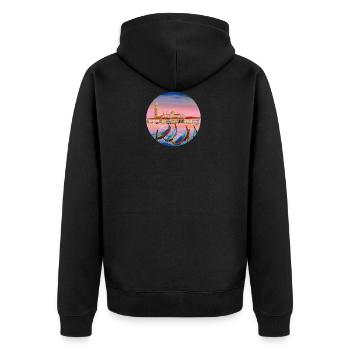 Best Italian Artists Venezia, Venedig Motiv - Unisex Premium Bio Zip Hoodie - Schwarz - Hinten - Nico (187cm)