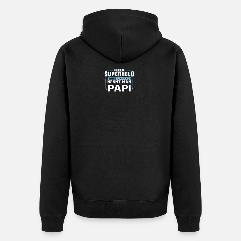 PAPI Superheld - Unisex Premium Bio Zip Hoodie - Schwarz