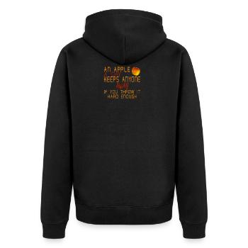 Ein Apfel am Tag - Geschenkidee Lustiger Spruch - Unisex Premium Bio Zip Hoodie - Schwarz - Hinten - Nico (187cm)