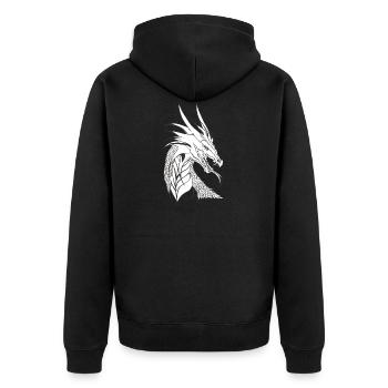 Drachenkopf - Unisex Premium Bio Zip Hoodie - Schwarz - Hinten - Nico (187cm)