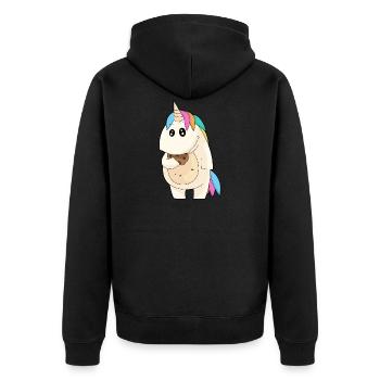 Einhorn Cookie essen süß mollig Geschenk - Unisex Premium Bio Zip Hoodie - Schwarz - Hinten - Nico (187cm)