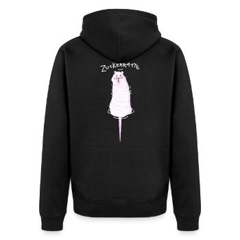 Lustige Ratte - Zuckerwatte - Unisex Premium Bio Zip Hoodie - Schwarz - Hinten - Nico (187cm)
