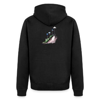 Handdrawn hand painted watercolor mushrooms mushrooms - Unisex Premium Organic Zip Hoodie - black - Back - Nico (187cm)