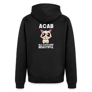 ACAB all cats are beautiful - Unisex Premium Bio Zip Hoodie - Schwarz - Hinten - Nico (187cm)