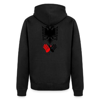 Albanischer Adler Kosovo Armee Albanien Albaner - Unisex Premium Bio Zip Hoodie - Schwarz - Hinten - Nico (187cm)
