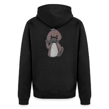 Sweet platypus shows middle finger gift - Unisex Premium Organic Zip Hoodie - black - Back - Nico (187cm)