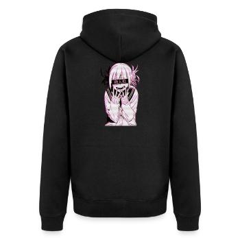 Goth Anime Girl - Unisex Premium Bio Zip Hoodie - Schwarz - Hinten - Nico (187cm)