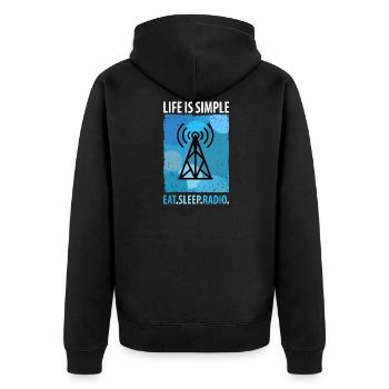 Amateurfunk Funker Funkgerät Funkamateur Vintage - Unisex Premium Bio Zip Hoodie - Schwarz - Hinten - Nico (187cm)