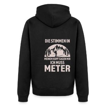 Wandern Berge Berg Geschenk - Unisex Premium Bio Zip Hoodie - Schwarz - Hinten - Nico (187cm)