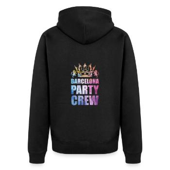 Dicton de l’équipe de fête de Barcelone - Veste à capuche bio Premium Unisexe - noir - Dos - Nico (187cm)