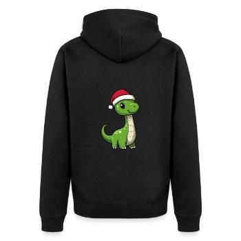 Dinosaur Brontosaurus Christmas Cute - Unisex Premium Organic Zip Hoodie - black - Back - Nico (187cm)