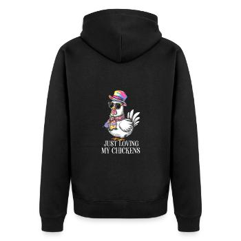I Love My Chickens - Funny Chickens Cartoon - Unisex Premium Organic Zip Hoodie - black - Back - Nico (187cm)