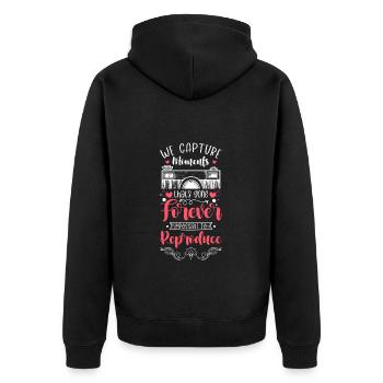 Fotograf Bild - Unisex Premium Bio Zip Hoodie - Schwarz - Hinten - Nico (187cm)