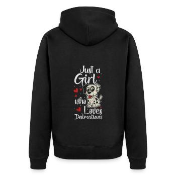 Dalmatian Paw Dog Owner Animal Friend - Unisex Premium Organic Zip Hoodie - black - Back - Nico (187cm)