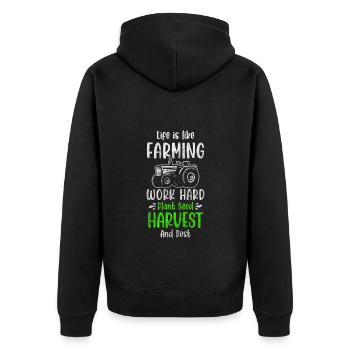 Farmer, Field Worker, Tractor, Farmer - Unisex Premium Organic Zip Hoodie - black - Back - Nico (187cm)