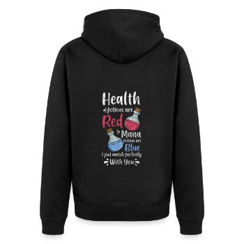 Potion Heilpraktiker Natürlich - Unisex Premium Bio Zip Hoodie - Schwarz - Hinten - Nico (187cm)