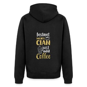 Bestattung Sarg Trauer - Unisex Premium Bio Zip Hoodie - Schwarz - Hinten - Nico (187cm)