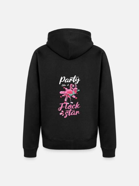Pool Water Flamingo Sun - Unisex Premium Organic Zip Hoodie - black