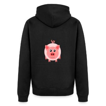 Kawaii Schwein Kawaii Schweinchen Tiere lustig - Unisex Premium Bio Zip Hoodie - Schwarz - Hinten - Nico (187cm)