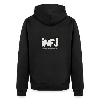 INFJ denkt derzeit über die MBTI-Persönlichkeit nach - Unisex Premium Bio Zip Hoodie - Schwarz - Hinten - Nico (187cm)